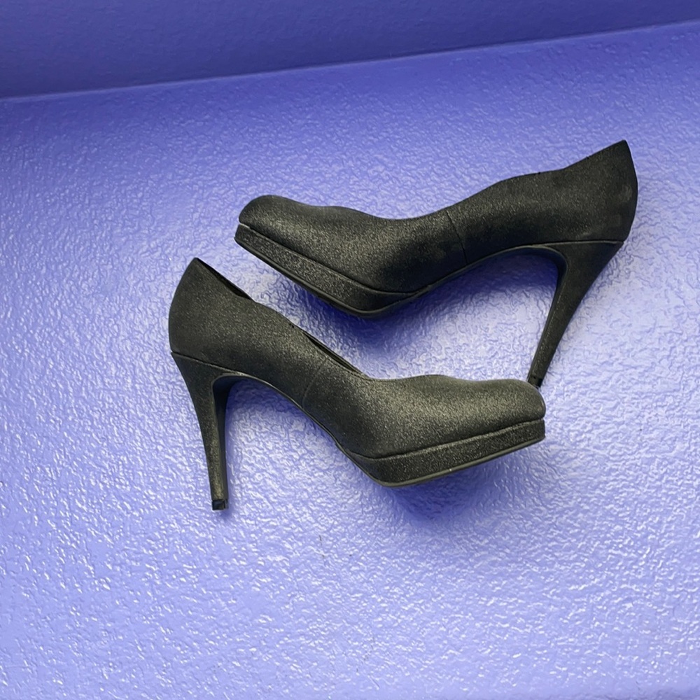 Black glitter high heels